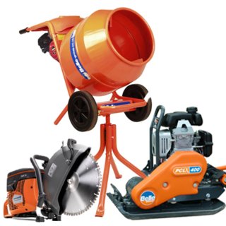 Cement Mixer, Disc Cutter & Vibrating Plate Package